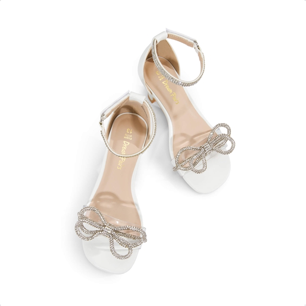 Girls Low Heel Ankle Strap Sandals - WHITE - 2